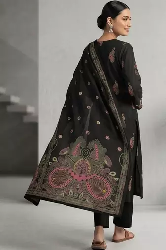 Women Ethnic Motifs Printed Regular Thread Work Pure Cotton Kurta with Trousers & With Dupatta