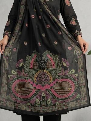 Women Ethnic Motifs Printed Regular Thread Work Pure Cotton Kurta with Trousers & With Dupatta 5