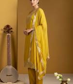 Women Ethnic Motifs Embroidered Regular Thread Work Kurta with Trousers & With Dupatta