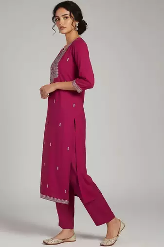 Women Ethnic Motifs Embroidered Regular Sequinned Kurta with Trousers & With Dupatta