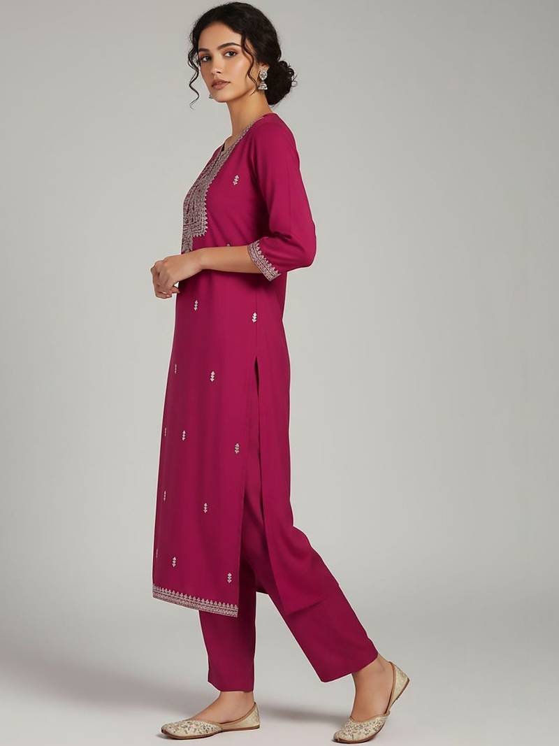 Women Ethnic Motifs Embroidered Regular Sequinned Kurta with Trousers & With Dupatta