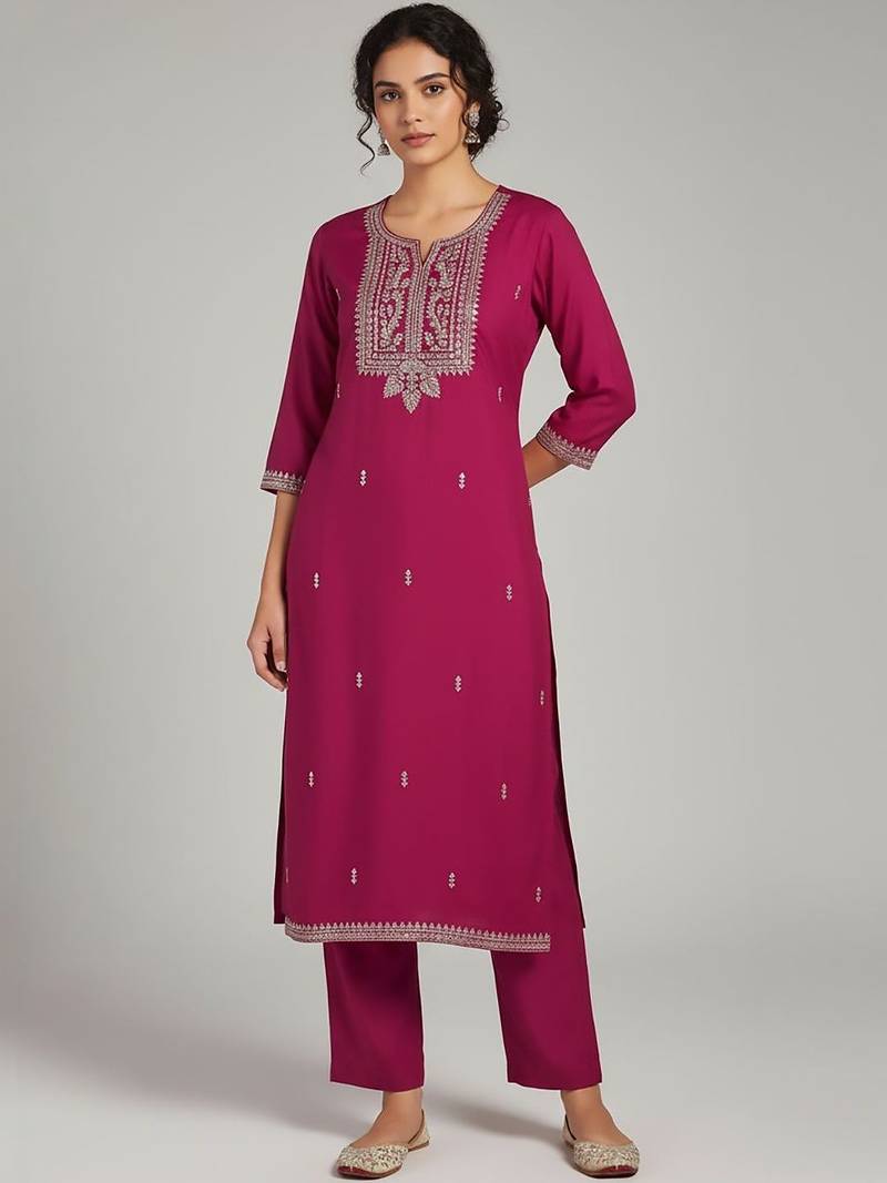 Women Ethnic Motifs Embroidered Regular Sequinned Kurta with Trousers & With Dupatta