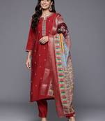 Women Floral Embroidered Kurta with Trousers & Dupatta