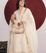 Embroidered Straight Kurta with Trousers & With Dupatta