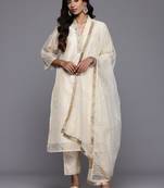 Floral Embroidered Kurta with Trousers & With Dupatta