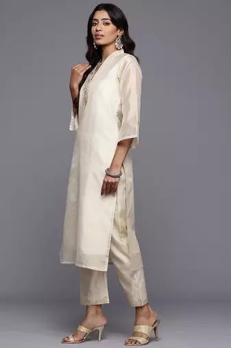 Floral Embroidered Kurta with Trousers & With Dupatta