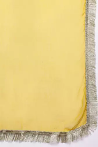 Floral Embroidered Zari Kurta With Palazzos & Dupatta