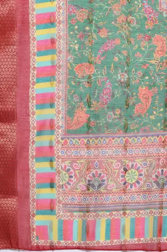 Ethnic Motifs Zari Embroidered Mirror Work Kurta With Trousers & Dupatta