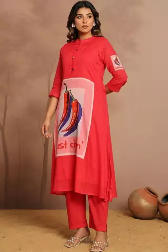 Women Printed Regular Pure Cotton Kurta with Trousers