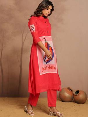 Women Printed Regular Pure Cotton Kurta with Trousers 3