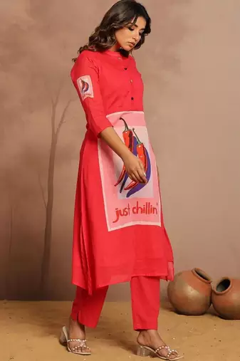 Women Printed Regular Pure Cotton Kurta with Trousers