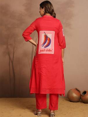 Women Printed Regular Pure Cotton Kurta with Trousers 4