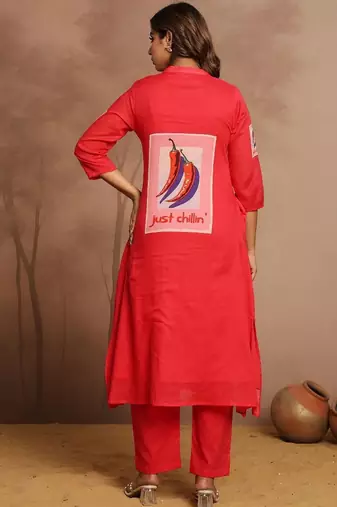Women Printed Regular Pure Cotton Kurta with Trousers