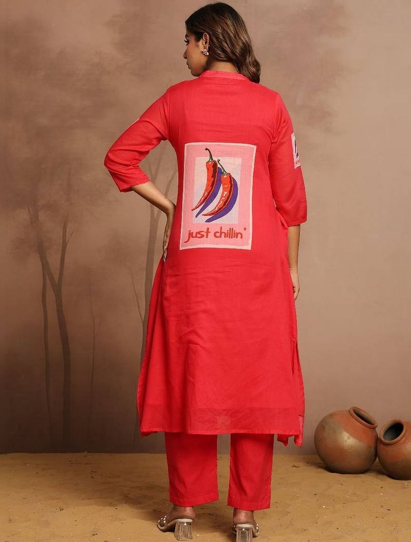 Women Printed Regular Pure Cotton Kurta with Trousers