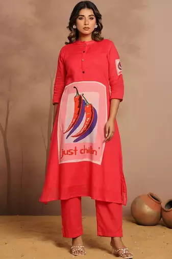 Women Printed Regular Pure Cotton Kurta with Trousers