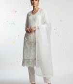 Women Ethnic Motifs Embroidered Regular Thread Work Kurta with Trousers & With Dupatta