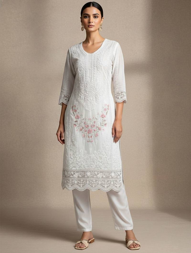 Women Ethnic Motifs Embroidered Regular Thread Work Kurta with Trousers & With Dupatta