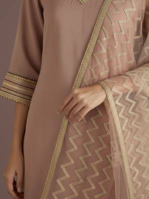 Women Regular Thread Work Kurta with Trousers & With Dupatta 7