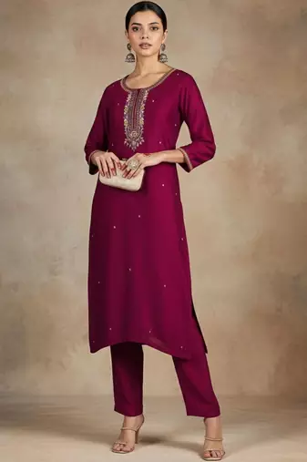 Women Ethnic Motifs Embroidered Regular Thread Work Kurta with Trousers & With Dupatta