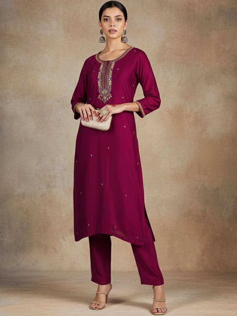 Women Ethnic Motifs Embroidered Regular Thread Work Kurta with Trousers & With Dupatta