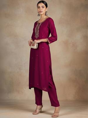Women Ethnic Motifs Embroidered Regular Thread Work Kurta with Trousers & With Dupatta 3