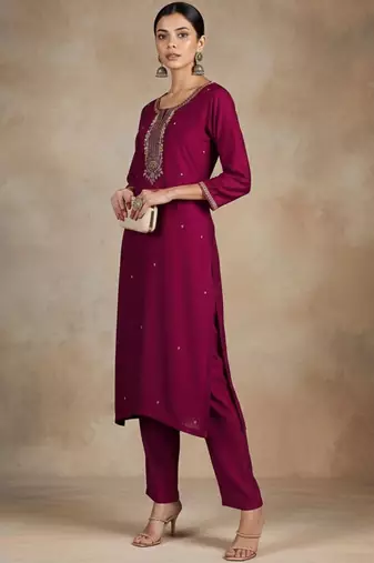 Women Ethnic Motifs Embroidered Regular Thread Work Kurta with Trousers & With Dupatta