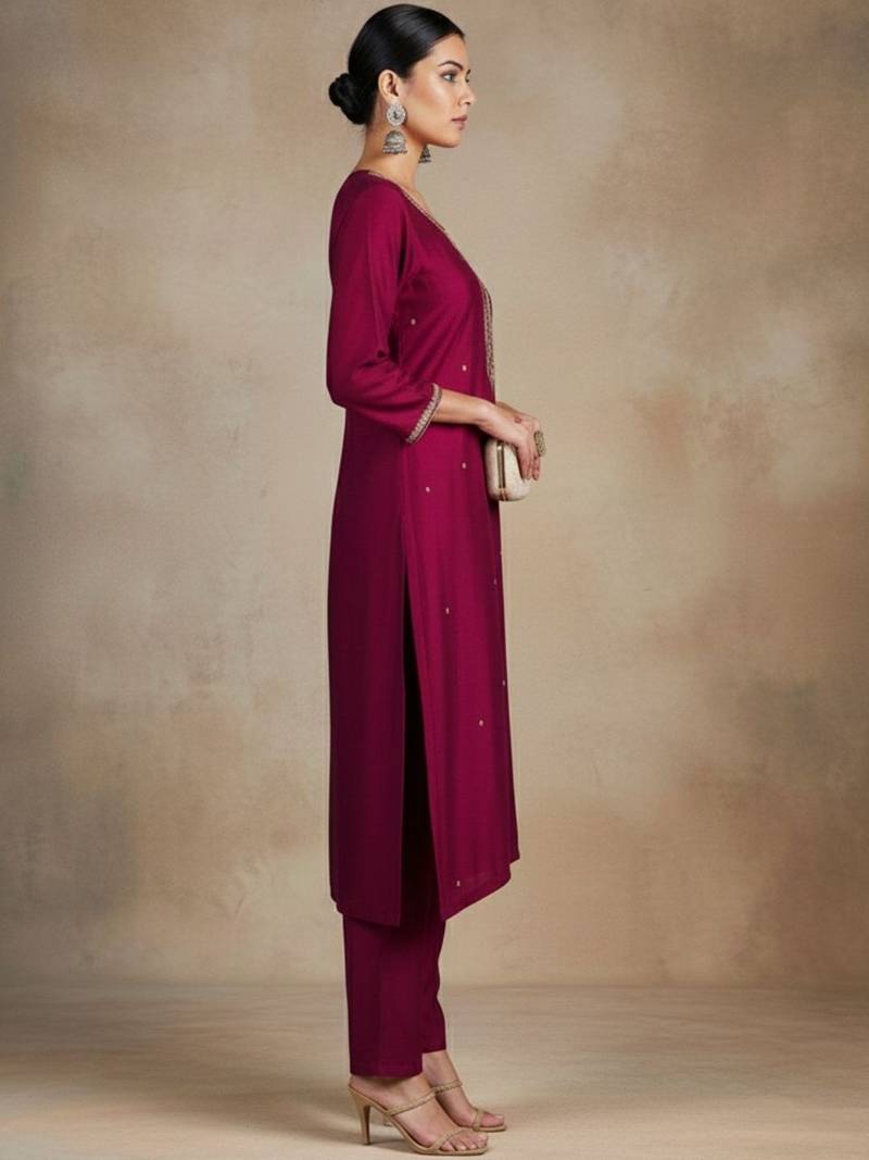 Women Ethnic Motifs Embroidered Regular Thread Work Kurta with Trousers & With Dupatta