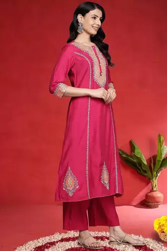 Women Ethnic Motifs Embroidered Kurta with Trouser & Dupatta