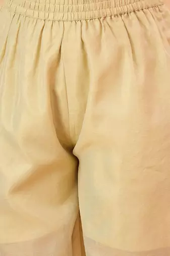 Floral Yoke Design Zari Details Straight Kurta With Trousers & Dupatta