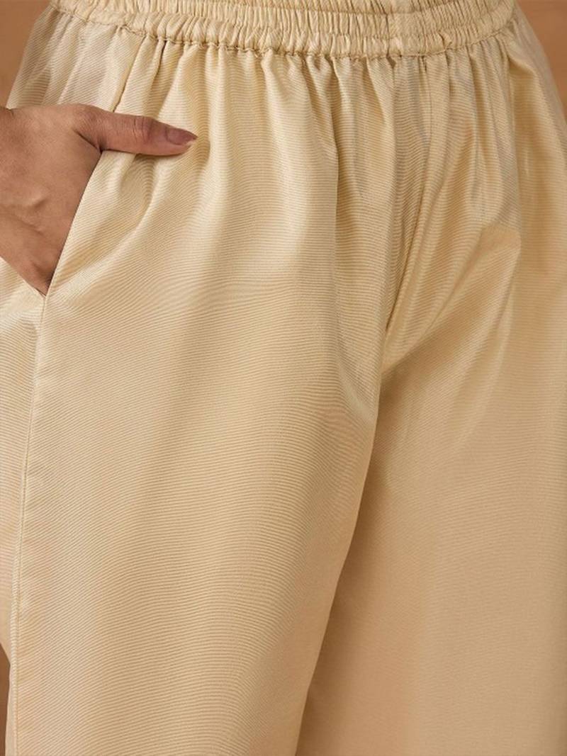 Yoke Design V-Neck Straight Kurta With Trousers & Dupatta