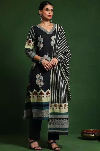 Women Printed Regular Gotta Patti Pure Cotton Kurta with Trousers & With Dupatta
