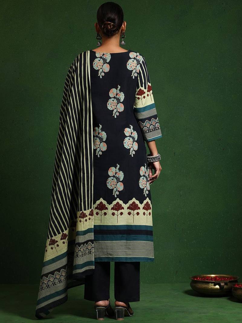 Women Printed Regular Gotta Patti Pure Cotton Kurta with Trousers & With Dupatta