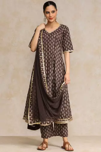 Women Floral Printed Regular Pure Cotton Kurta with Trousers & With Dupatta