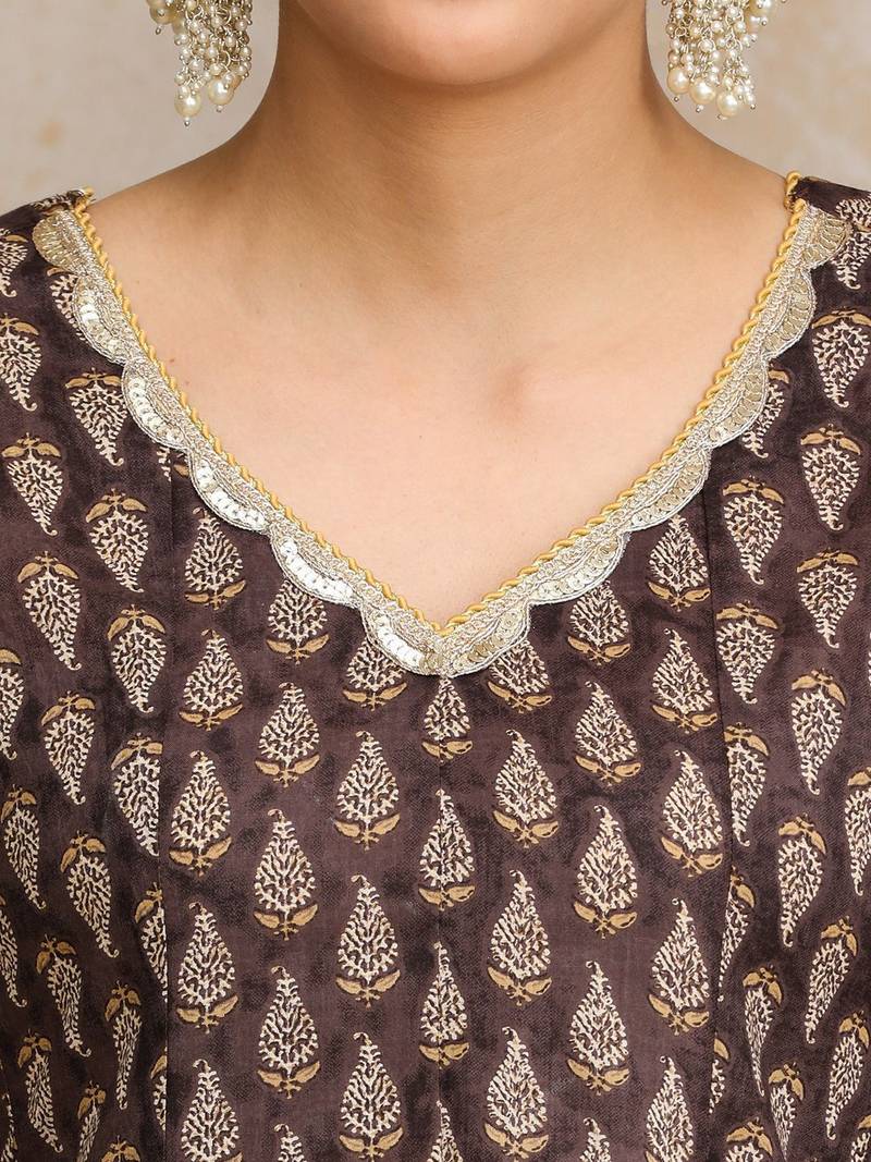 Women Floral Printed Regular Pure Cotton Kurta with Trousers & With Dupatta