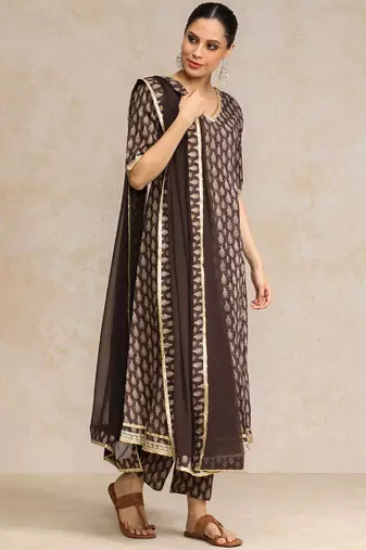 Women Floral Printed Regular Pure Cotton Kurta with Trousers & With Dupatta