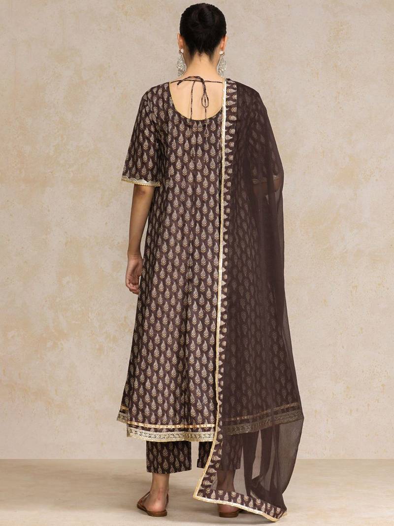 Women Floral Printed Regular Pure Cotton Kurta with Trousers & With Dupatta