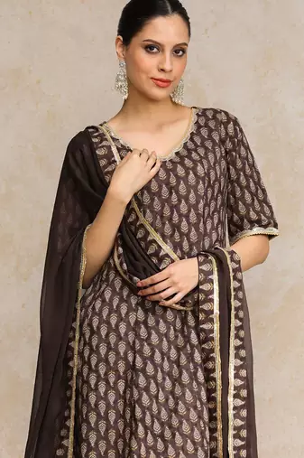 Women Floral Printed Regular Pure Cotton Kurta with Trousers & With Dupatta