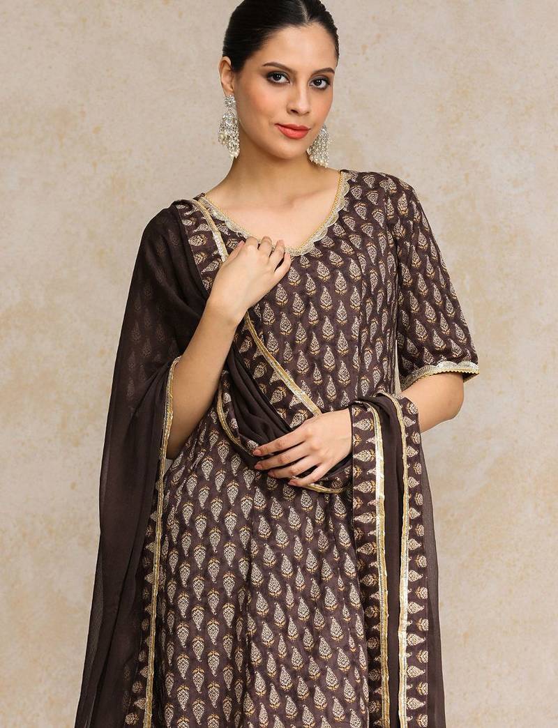 Women Floral Printed Regular Pure Cotton Kurta with Trousers & With Dupatta
