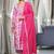 Pink Floral Printed Thread Work Pure Cotton Kurta With Palazzos & Dupatta