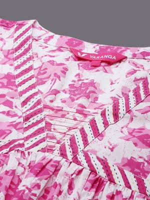 Pink Floral Printed Thread Work Pure Cotton Kurta With Palazzos & Dupatta 2