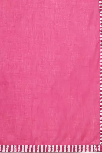 Pink Floral Printed Thread Work Pure Cotton Kurta With Palazzos & Dupatta