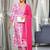Pink Floral Printed Thread Work Pure Cotton Kurta With Palazzos & Dupatta