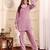 Women V Neck Balloon Sleeve V Neck Velvet Winter Kurta with Trouser