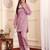 Women V Neck Balloon Sleeve V Neck Velvet Winter Kurta with Trouser