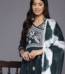 Women Floral Embroidered Angrakha Kurta with Trousers & With Dupatta