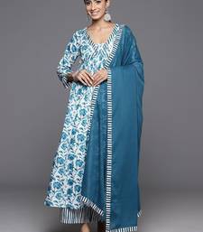 Printed Regular Kantha Work Pure Cotton Kurta with Palazzos & Dupatta