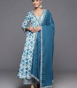 Printed Regular Kantha Work Pure Cotton Kurta with Palazzos & Dupatta