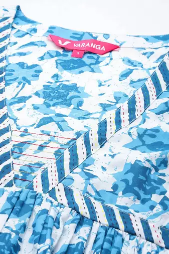 Printed Regular Kantha Work Pure Cotton Kurta with Palazzos & Dupatta
