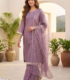 Women Ethnic Motifs Regular Thread Work Kurta with Palazzos & With Dupatta