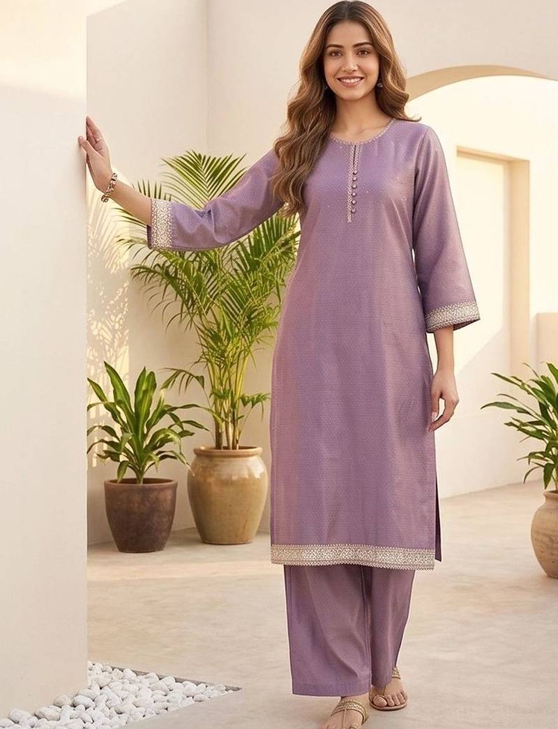 Women Ethnic Motifs Regular Thread Work Kurta with Palazzos & With Dupatta